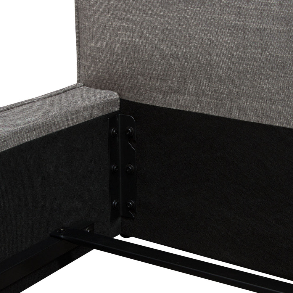 Cloud 43" Low Profile Queen Bed, Gray Fabric