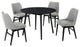 Arcadia and Azalea Round and Wood 5-Piece Dining Set, Gray and Black, 42"