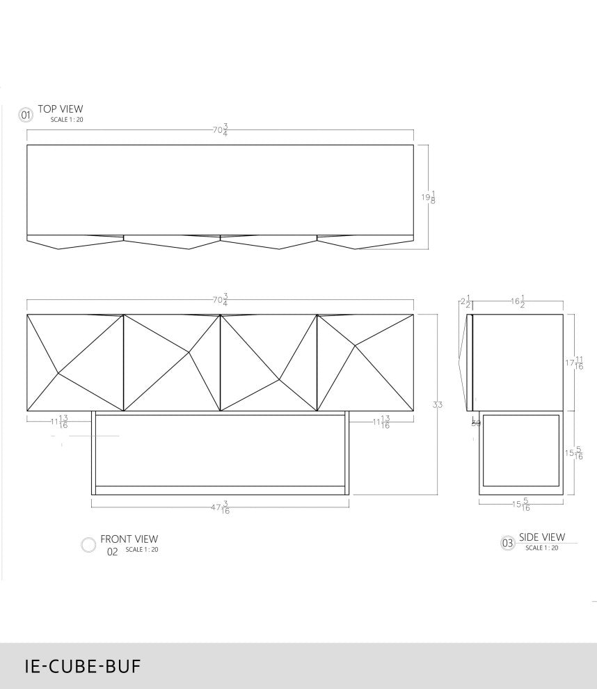 Cube Sideboard, High Gloss White, Stainless Steel