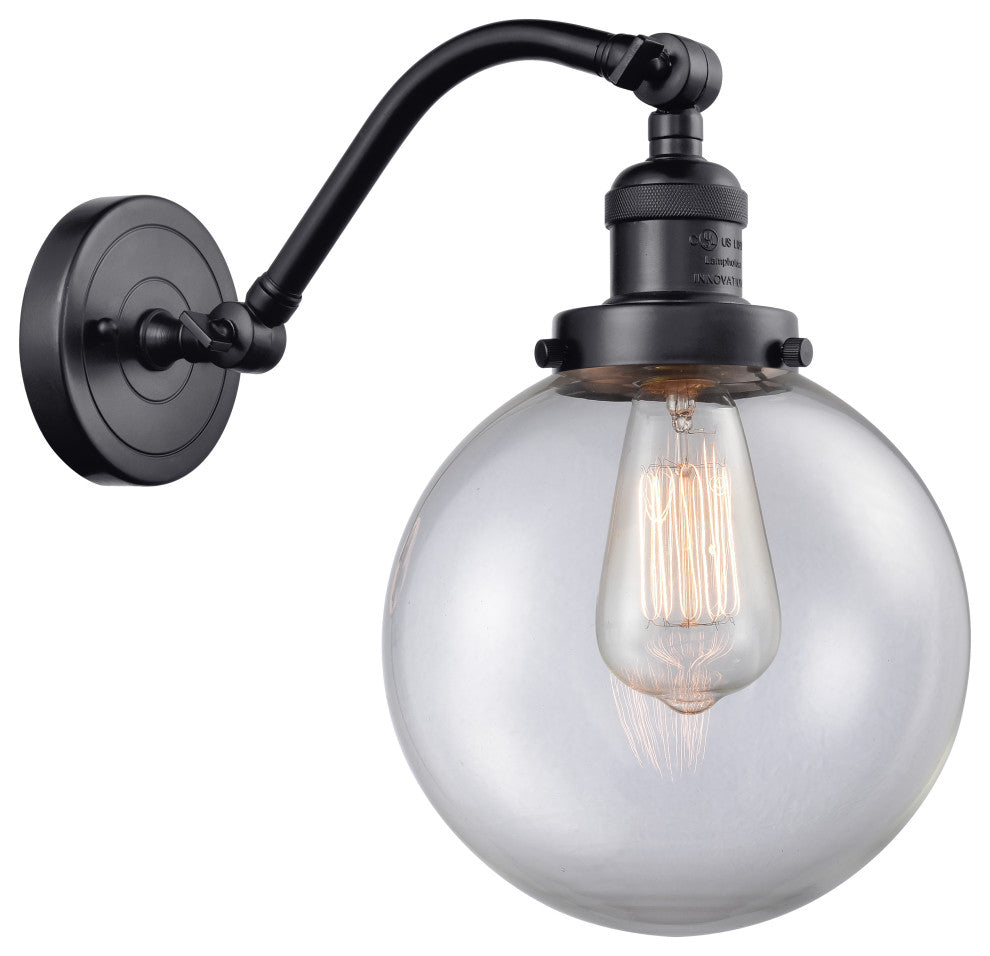 INNOVATIONS LIGHTING 515-1W-BK-G202-8-LED Large Beacon 1 Light Sconce