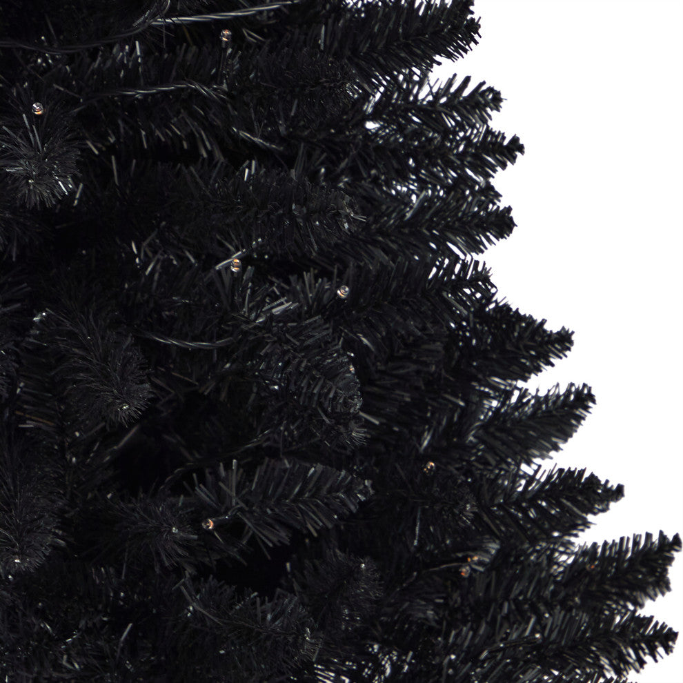 4' Black Halloween Artificial Christmas Tree in Urn With 100 Orange LED Lights