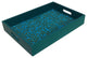 Reverse Painted Mirror Tray in Blue Bubbles, Large, Medium