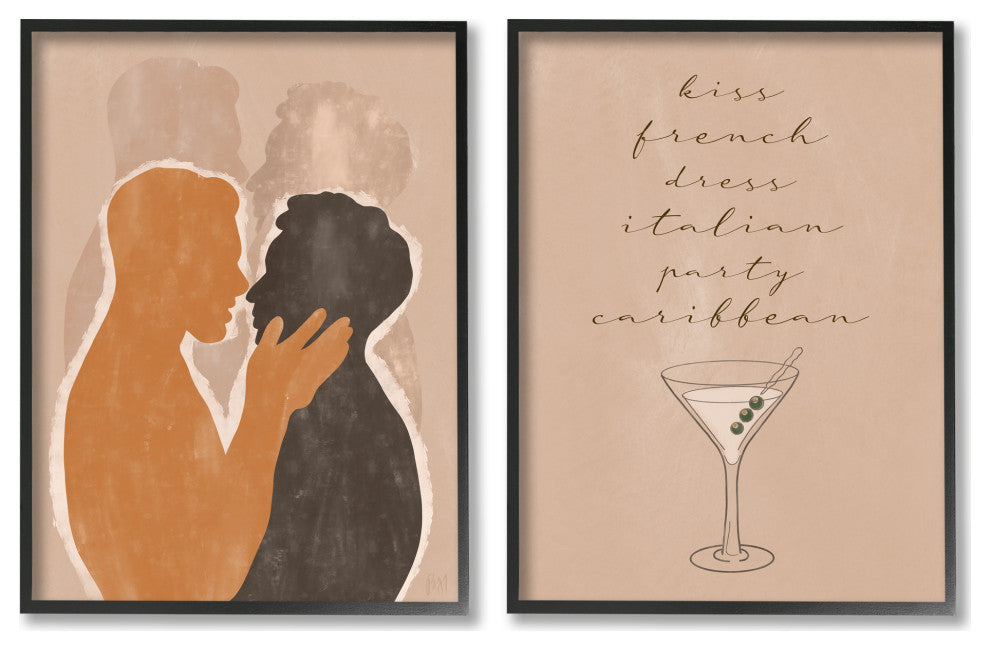 Kiss French Party Caribbean Male Couple Embrace,16 x 20