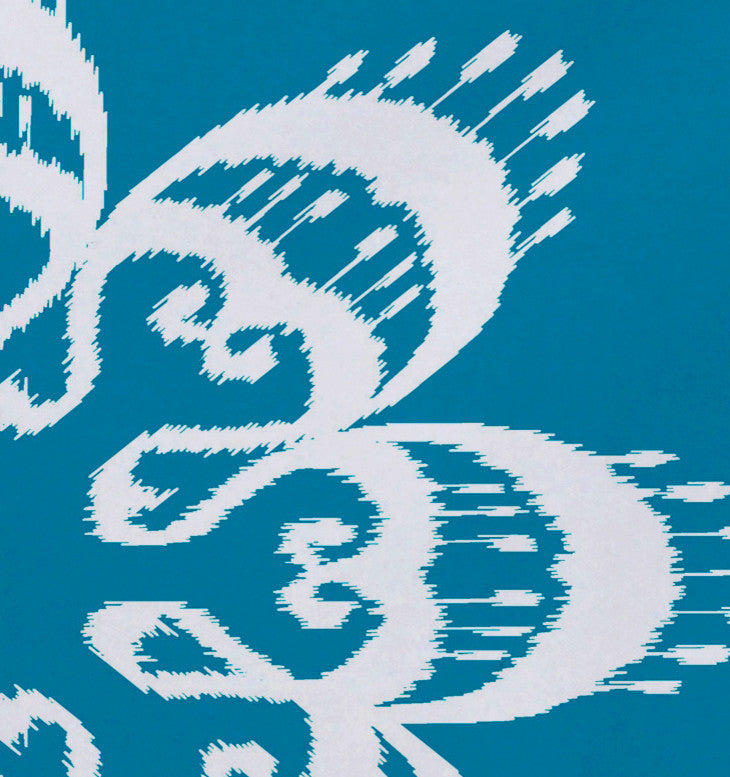 18"x14" Ikat Mandala, Geometric Print Placemat, Turquoise, Set of 4