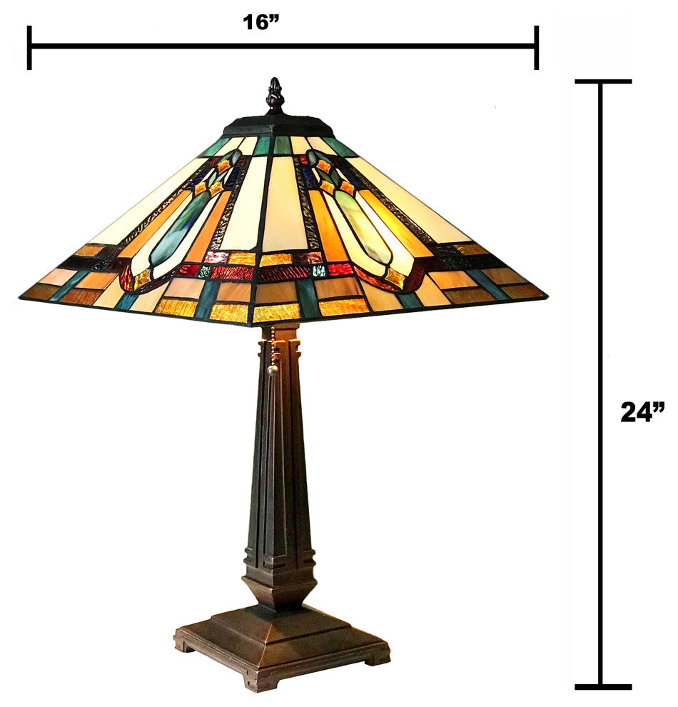 ARCHIE Tiffany-Style Mission Stained Glass Table Lamp, 24"
