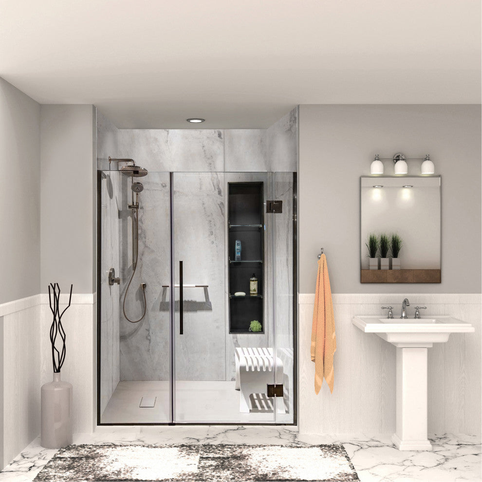 Transolid Titan Shower Wall Kit, Savanna Grey (Honed), 60-in X 48-in X 96-in