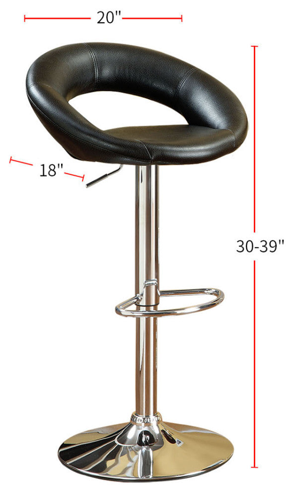 Black Faux Leather Bar Stools, Chrome(Set of 2)