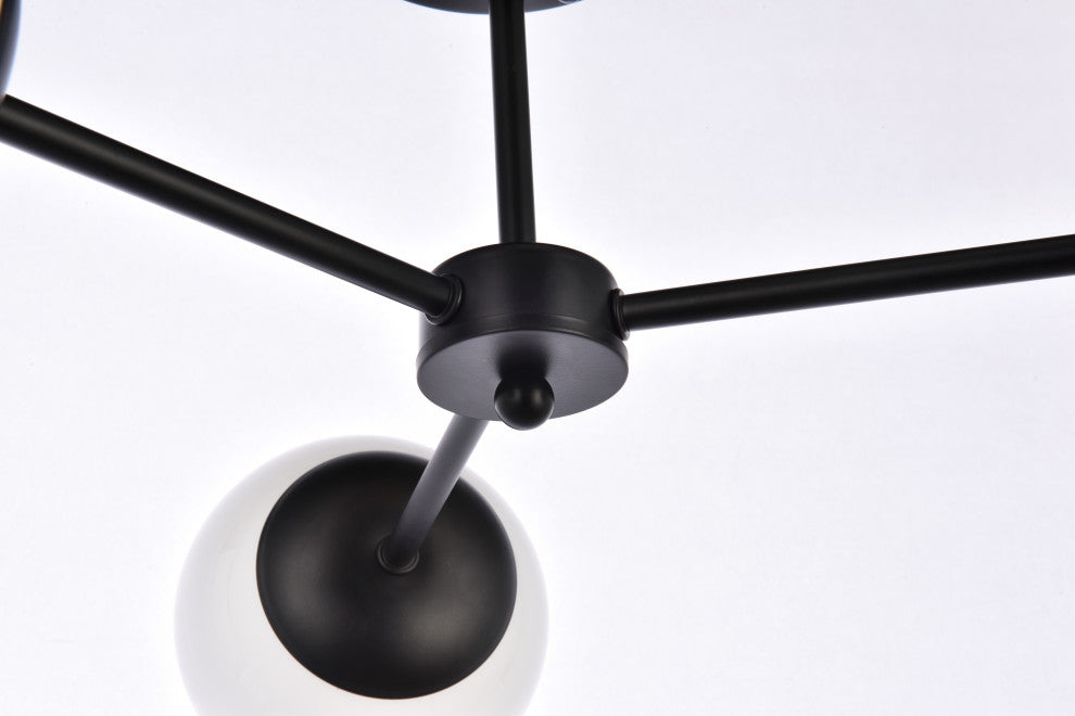 Brooke 26" Flush Mount, Black With White Shade