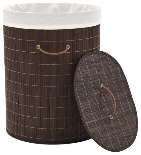 vidaXL Laundry Basket Laundry Hamper Dirty Clothes Basket Oval Dark Brown