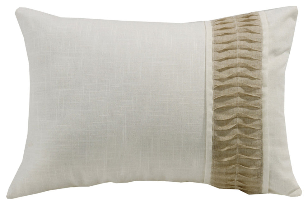 White Linen Pillow with Rouching Detail, 16x24