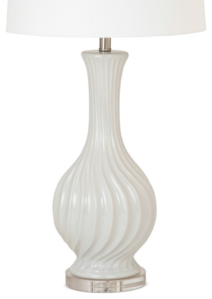 Set of 2 Light Gray Curved Ceramic Table Lamps
