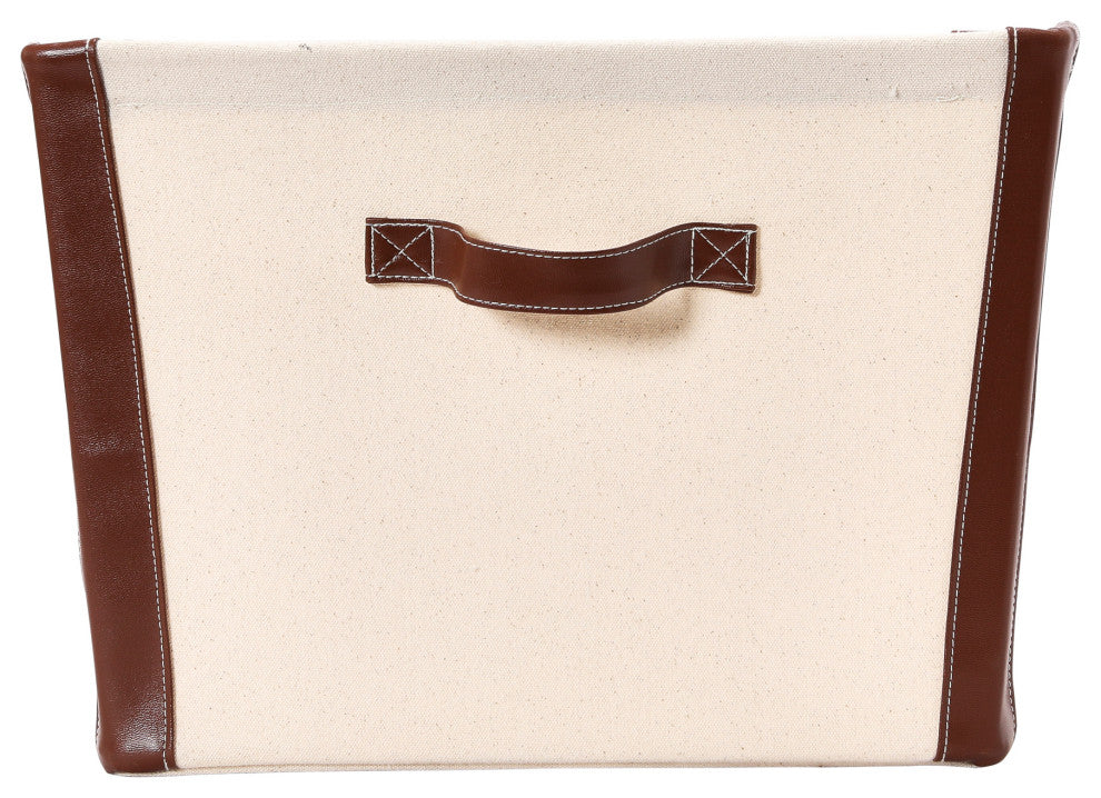 Canvas Bin With Vegan Leather Trim