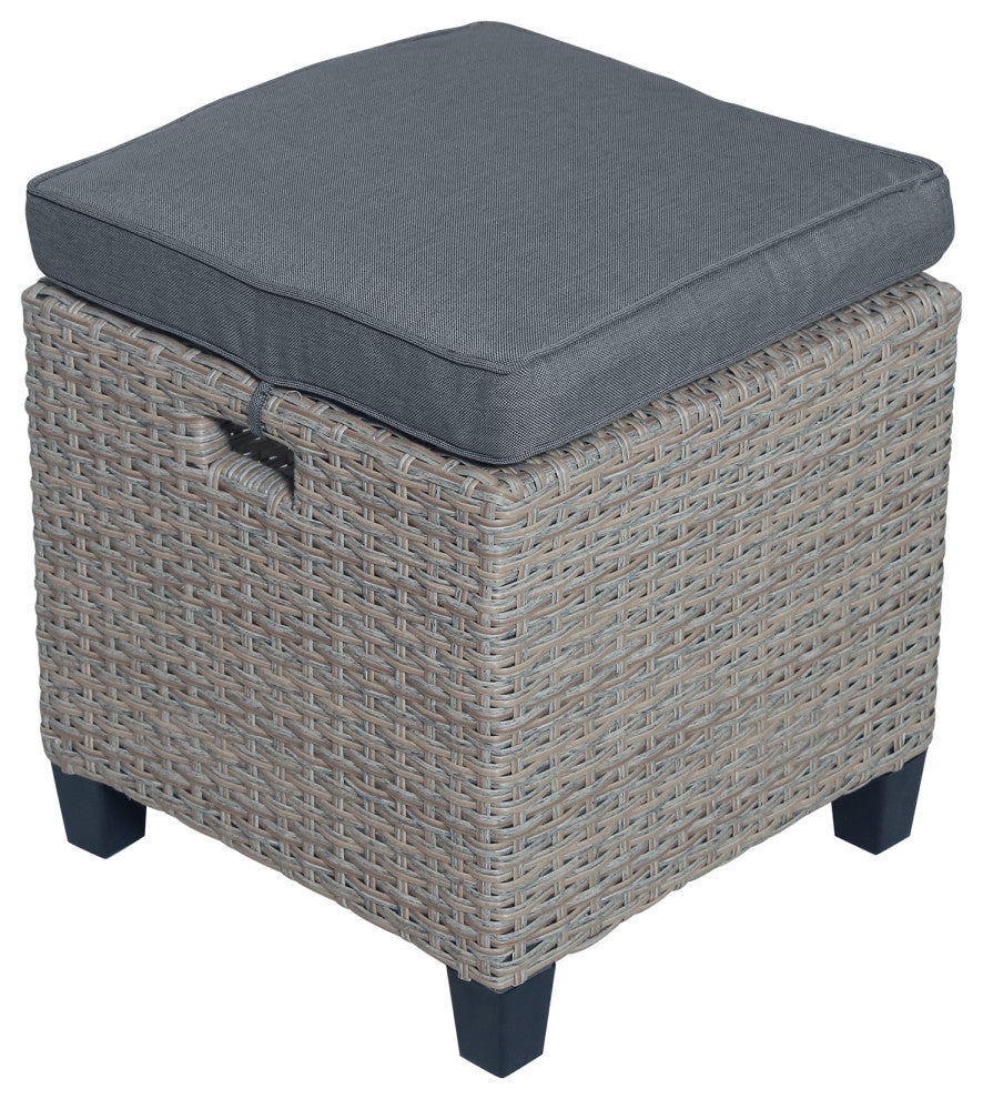 6 Pieces Outdoor Rattan Patio Sectional Sofa Set With Cushions, Dark Gray