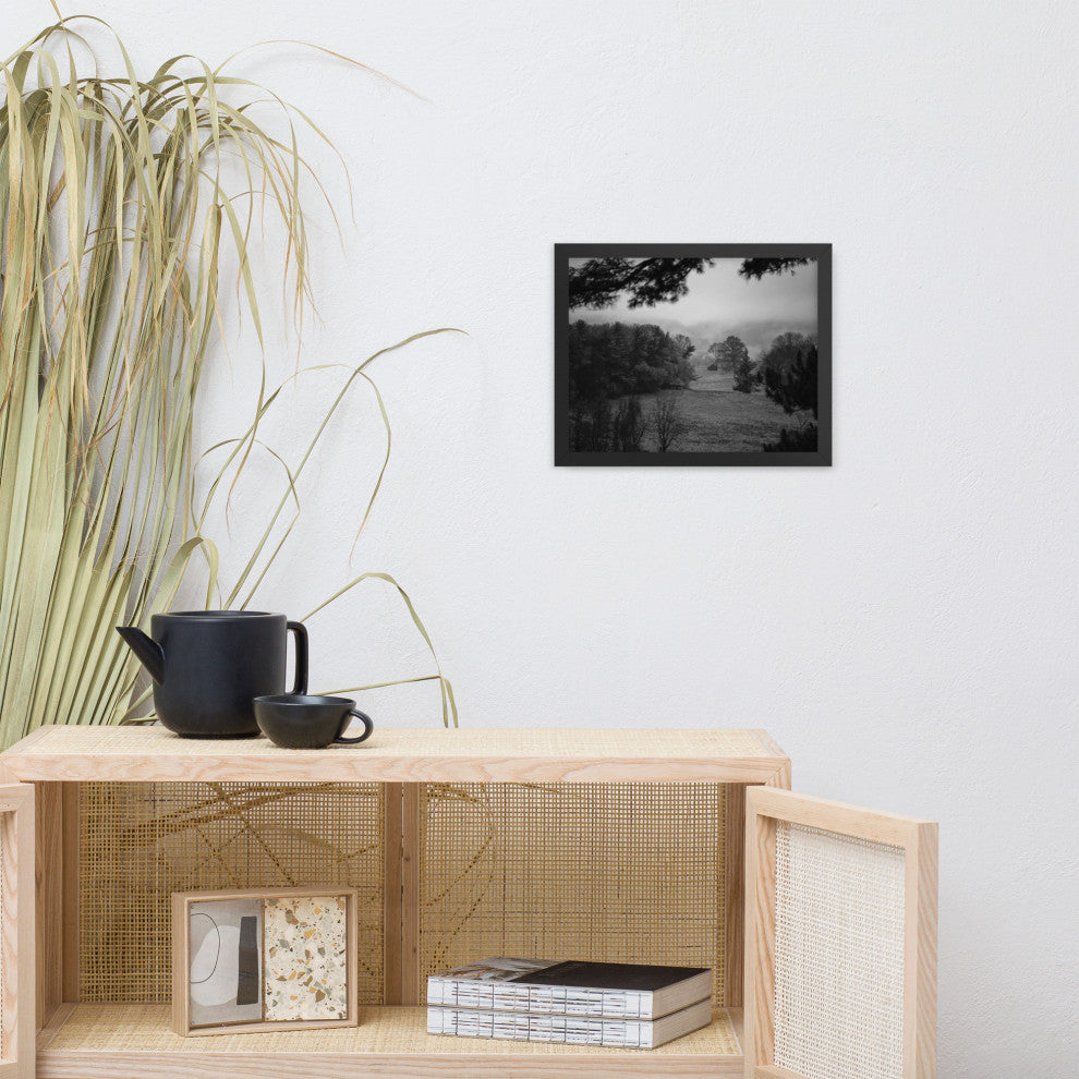 Mist of Valley Forge in Black and White Framed Photo Paper Wall Art Prints, Black, 11" X 14"