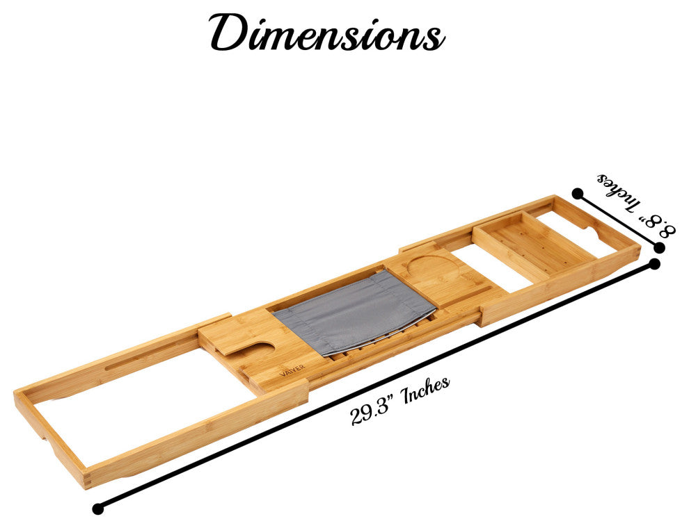 Vaiyer Bamboo Bathtub Tray, Caddy Bath Tray