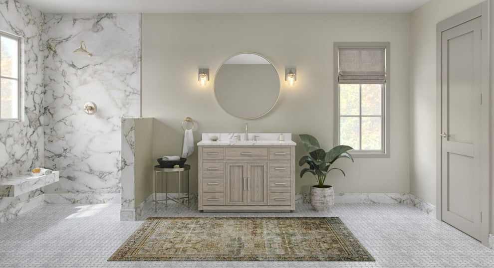 The Wyatt Bathroom Vanity, Antique Gray Oak, 48", Single Sink, Freestanding