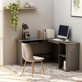 vidaXL Corner Desk Home Office Computer Desk High Gloss Black Engineered Wood