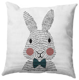 Bow-tie Bunny Easter Decorative Throw Pillow, Ocean Abyss Green, 20x20"