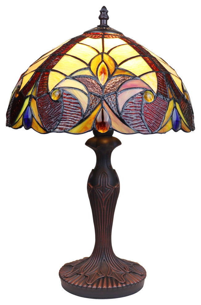 Adia Tiffany-Style 1-Light Victorian Accent Table Lamp 12" Shade