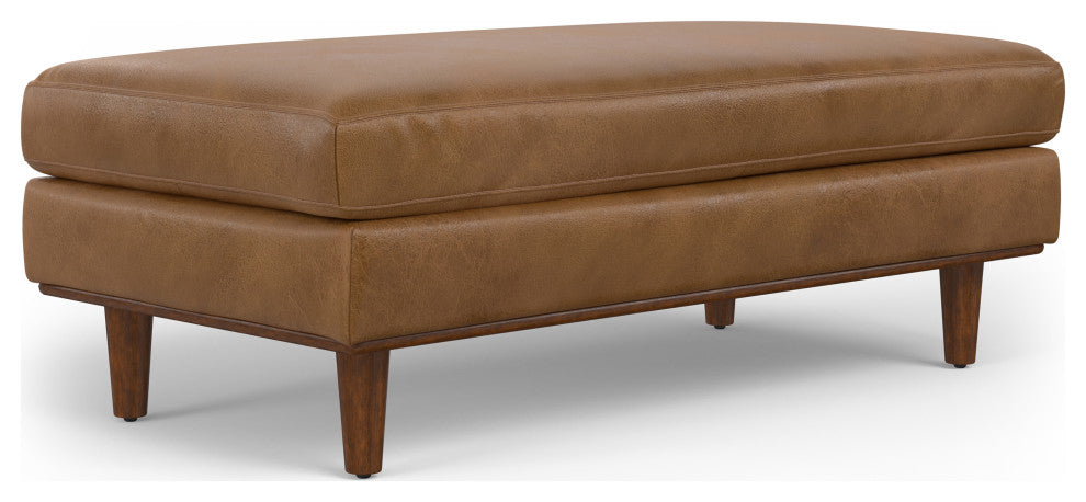 Morrison Large Rectangular Ottoman, Caramel Brown, 49"