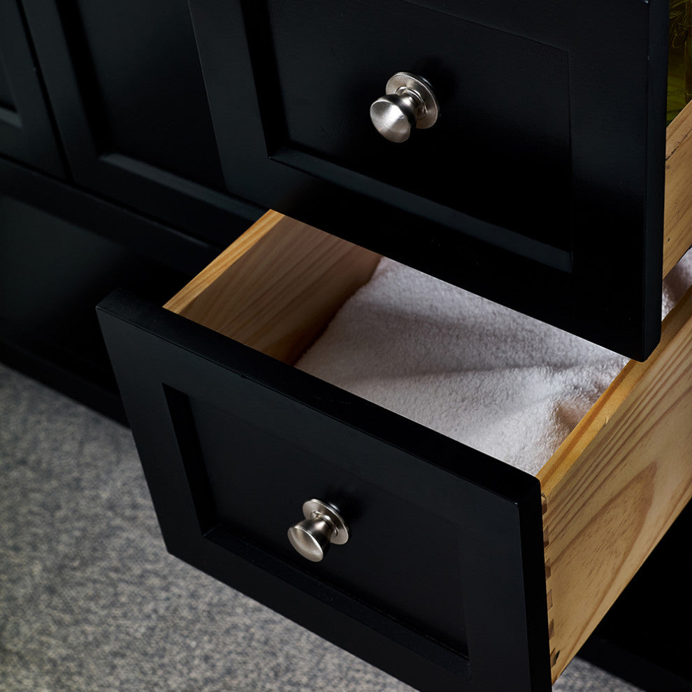 Fresca Manchester 72" Black Double Sink Cabinet, Top and Sinks