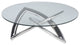 Martina Coffee Table in Polished Stainless Steel and Tempered Glass