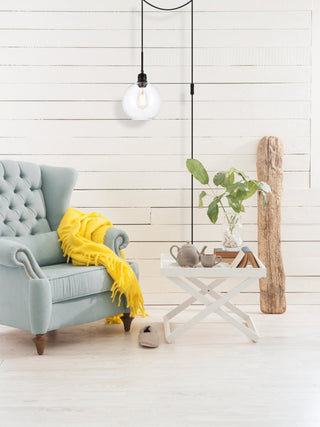 Edgar 1-Light Black and Clear Glass Plug-In Pendant