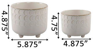 6In & 4.75In Small Moon Phase Footed Planter,Set Of 2, Ivory