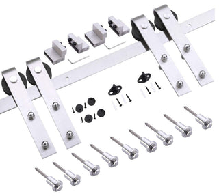 Double Barn Doors / Mela 7444 White Silk / Silver 13FT Rail, 60" X 84" ( 2* 30x84)