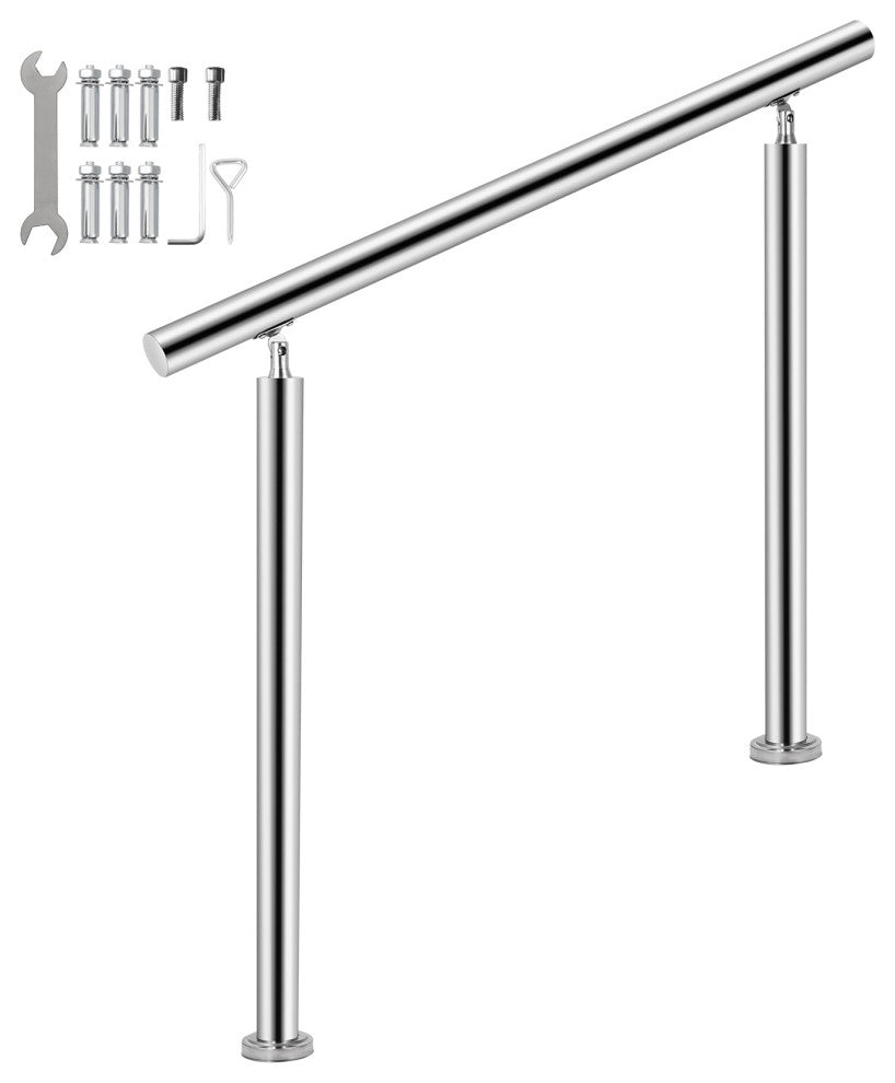 Stainless Steel Handrail Silver Outdoor Stair Railing, 39.4in/100cm