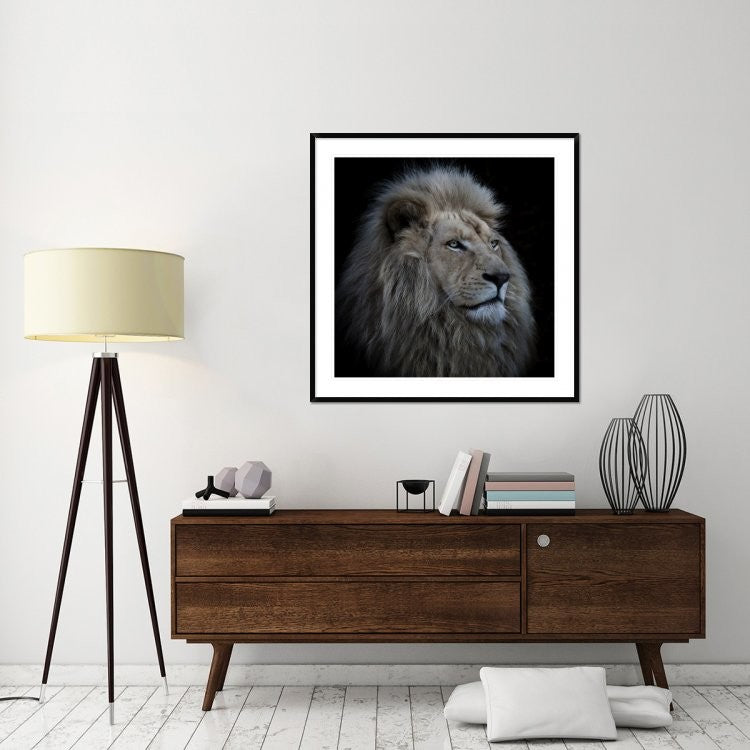 "Proud Lion" Framed Digital Print by Louise Wolbers, 44x44"
