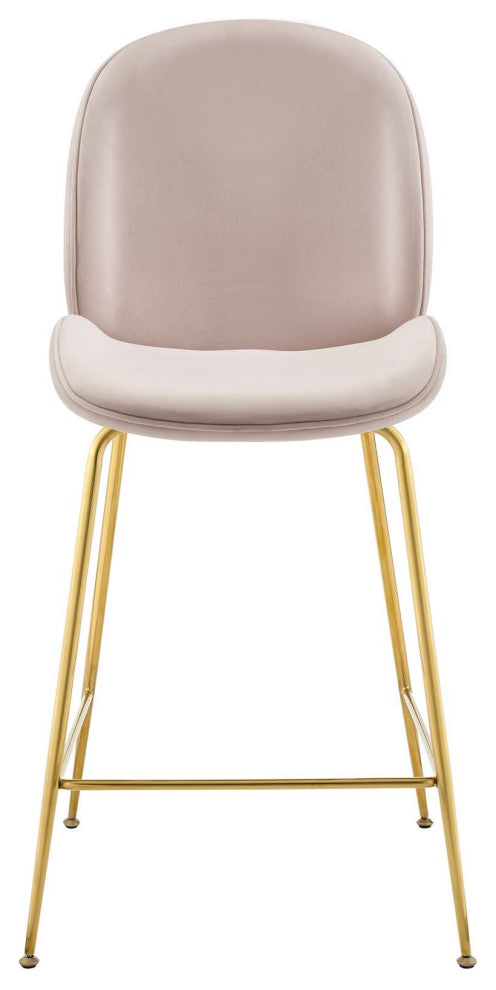 Velvet Bar Stool, Gold Bar Stool, Luxe Glam Contemporary Modern Barstool, Pink