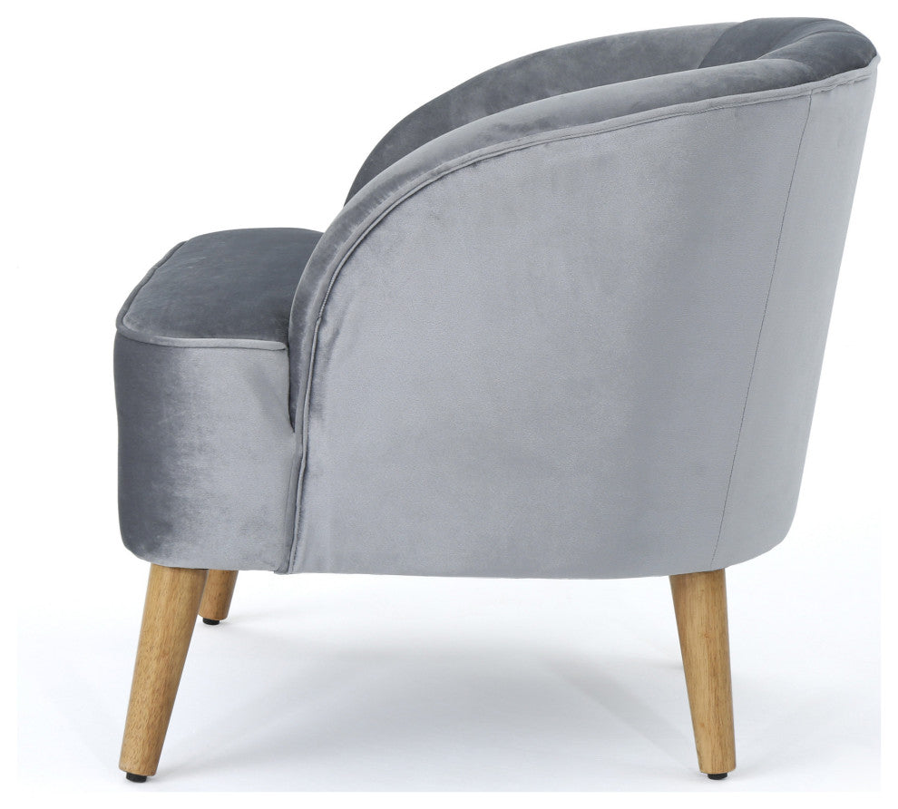 GDF Studio Scarlett Modern New Velvet Club Chairs, Set of 2, Pewter