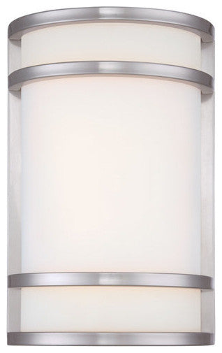 Ac LED Pocket Lantern, Brushed Stainless Steel With Etched Opal Glass Glass