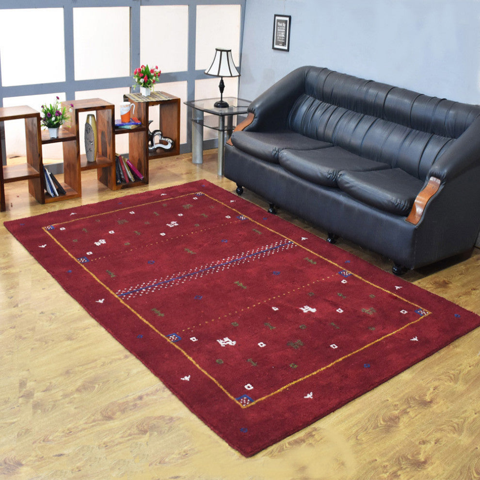 HAND KNOTTED LOOM SILK ECO-FRIENDLY AREA RUGS -6'x9',Rectangle,Red,Contemporary