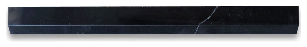 Nero Marquina Black Marble Beveled Pencil Edging Trim Molding Polished, 1 piece