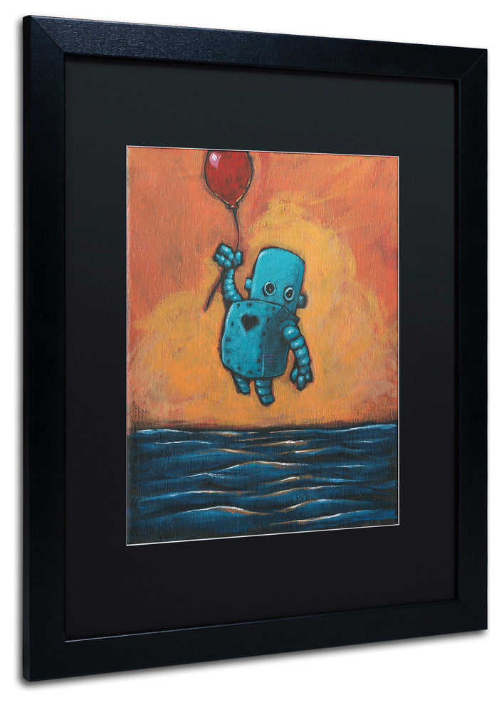 ''Float Ii'' Matted Framed Art, Black Frame, Black Matte, 20x16