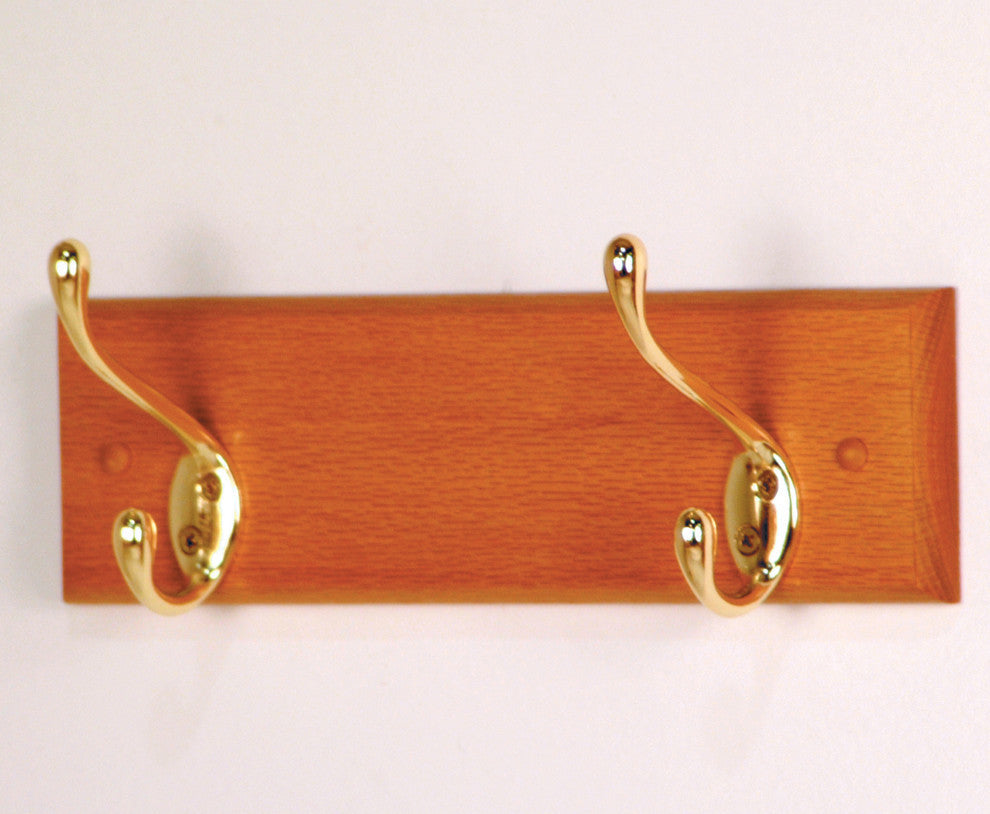 2 Hook Coat Rack, Medium Oak