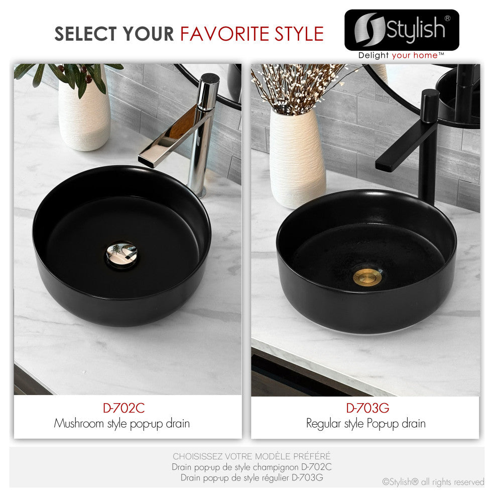 STYLISH Polished Chrome Pop-Up Bathroom Sink Drain without Overflow