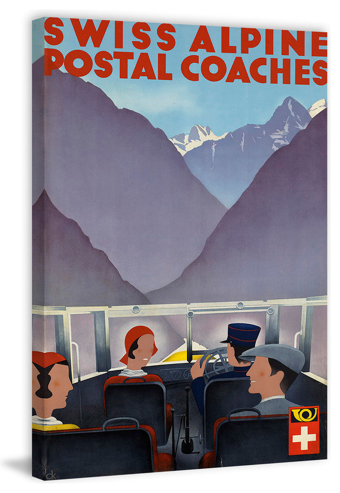 "Postal Coaches" Painting Print on Wrapped Canvas, 24"x36"