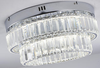 2-Light Chrome Dimmable LED Flush Mount With Clear Crystals