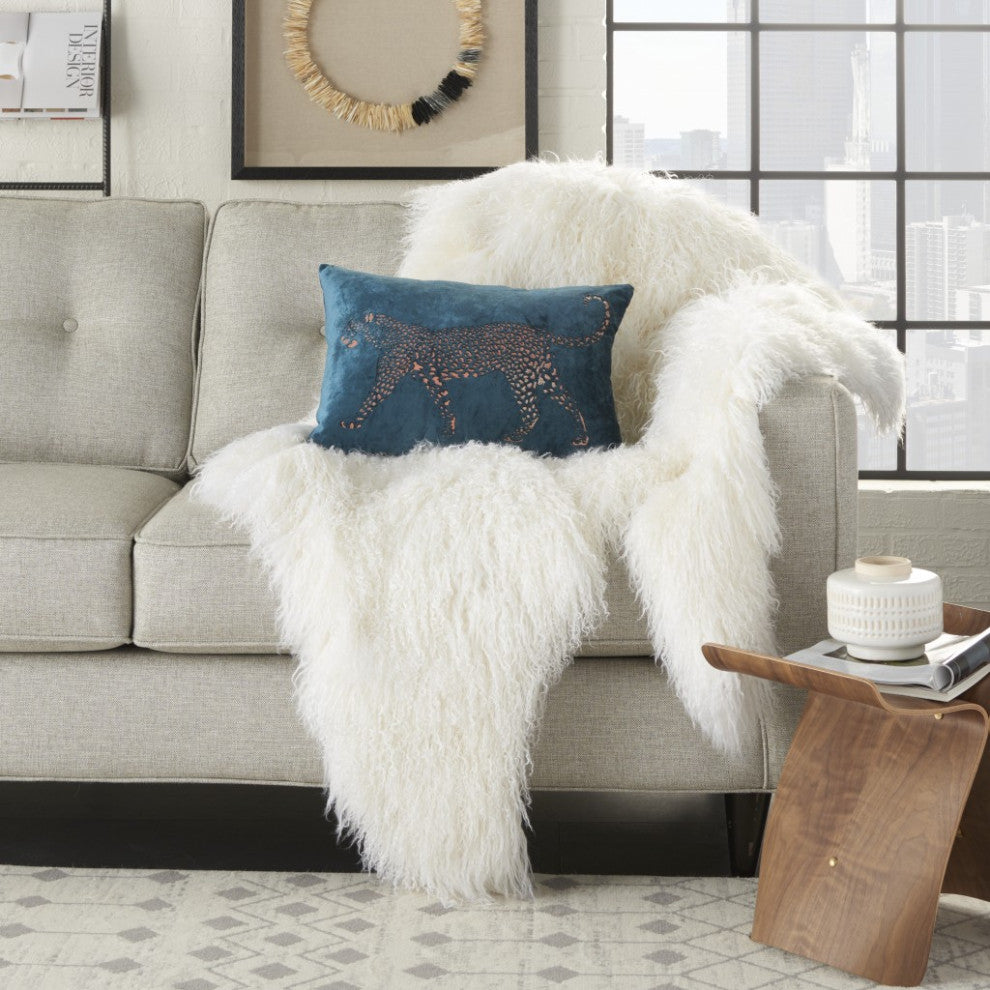 Bold Teal Leopard Lumbar Pillow