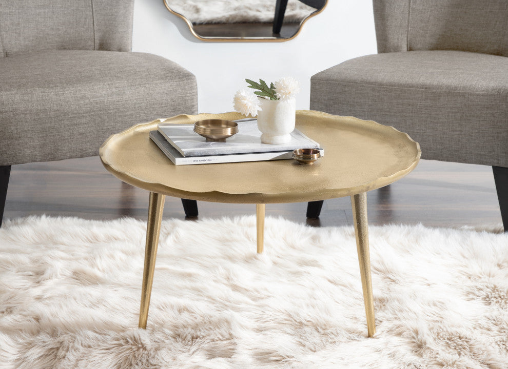 Alessia Round Coffee Table, Gold, 25x25x15