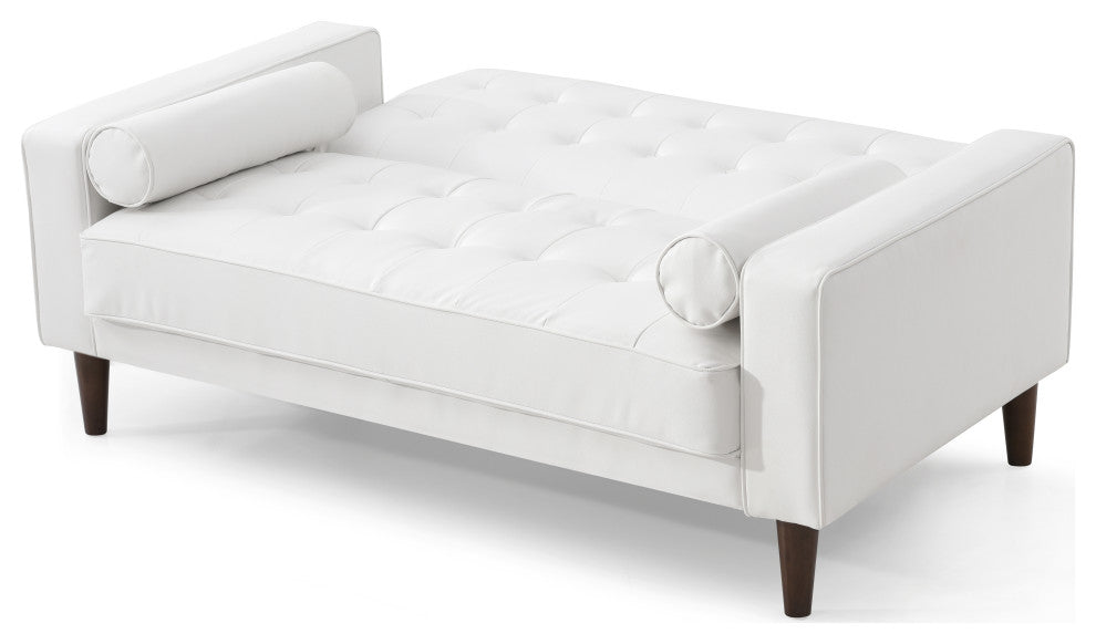 Navi Sleeper Love Seat, White Faux Leather