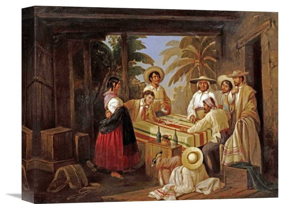 "Spanish Card Games" Stretched Canvas Giclee by Manuel Serrano, 16"x13"