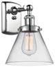 Large Cone 1-Light Sconce, Polished Chrome, Clear