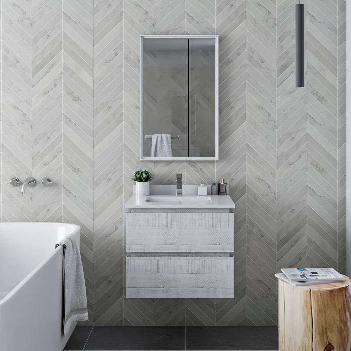 Fresca Formosa Modern 23" Rustic White Wall Hung Bathroom Cabinet