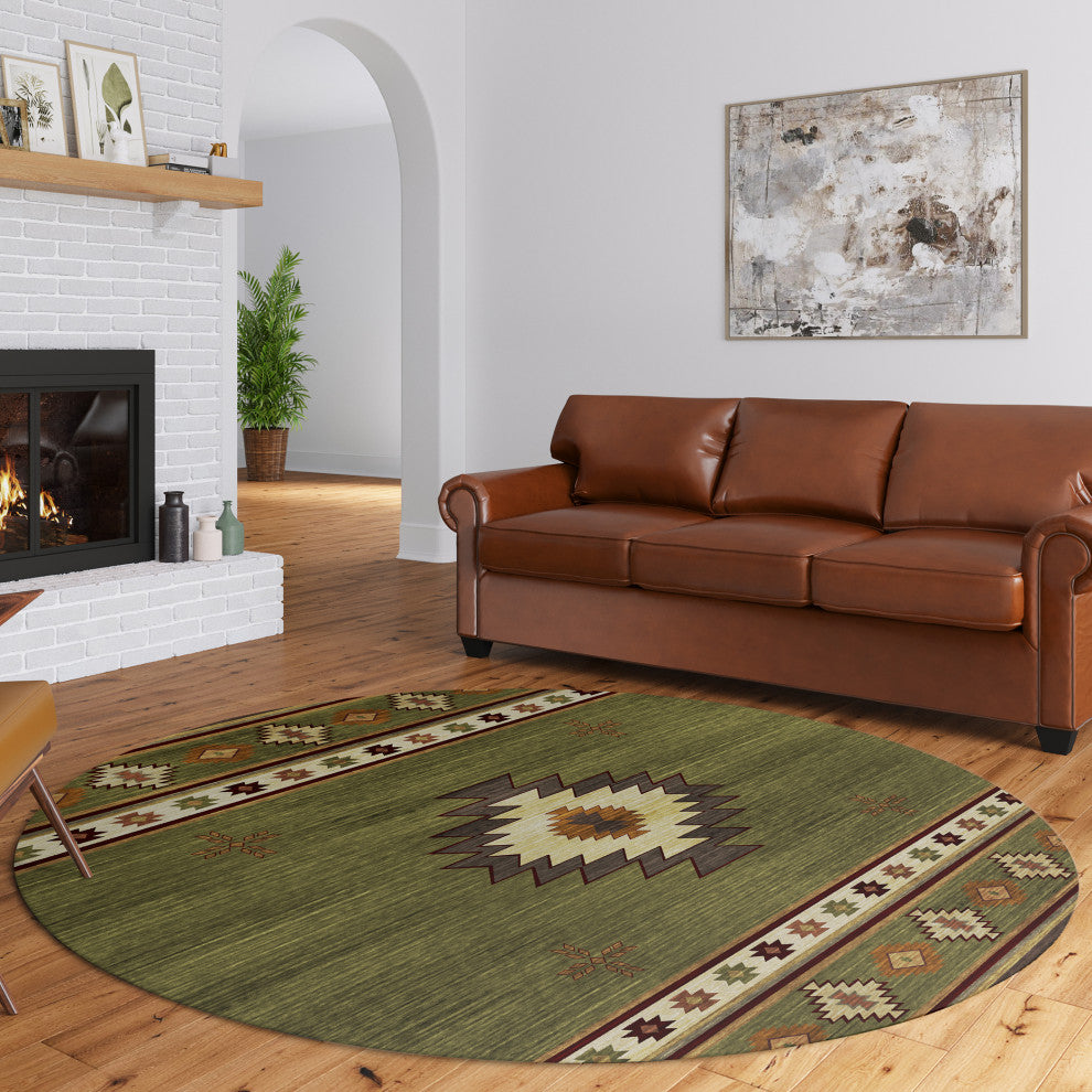 Indoor/Outdoor Phoenix PH4 Cactus Machine Washable 8' x 8' Round Rug