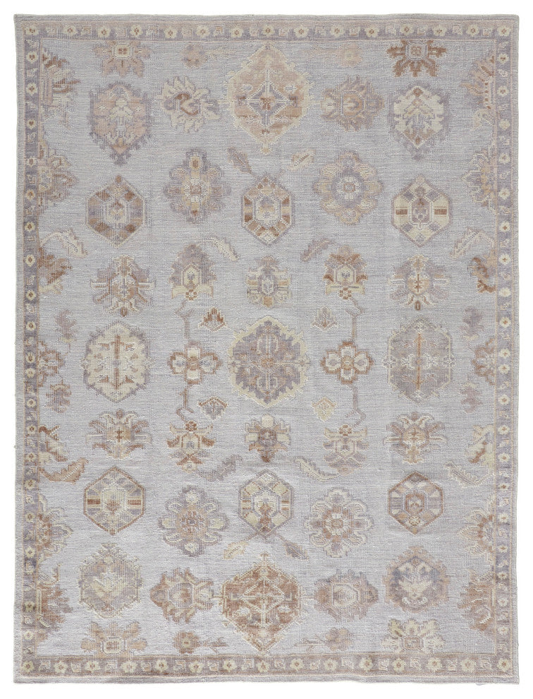 Weave & Wander Tierney Eco Friendly PET Oushak Rug, Vapor Gray/Bone/Tan, 5' X 8'