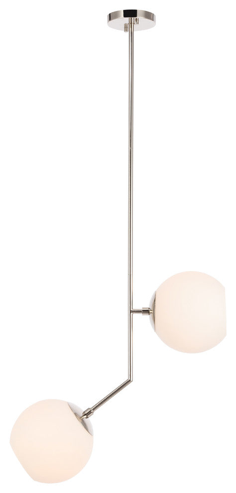 Chrome Finish And Frosted White Glass 2-Light Pendant